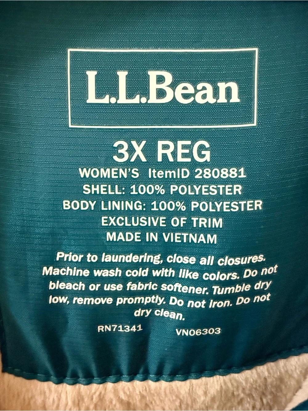 LL Bean Vest Womens 3X Plus Teal Hooded Full Zip Lightweight Hiking Outdoors - Picture 4 of 6